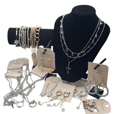 15 Pcs - Pomina Silver & Gold Jewelry Bundle – Necklaces, Earrings, Bracelets - Thumbnail 9