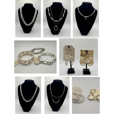 10 Pcs - Pomina Silver Jewelry Bundle – Necklaces, Earrings, Bracelets - Image 1