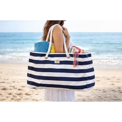 Bang & Carsen Large Navy & White Tote Beach Bag - New - Image 1