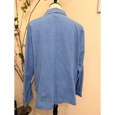 Woolrich Blue Embroidered Button Down Shirt Women’s XL Cotton Relaxed Fit - Thumbnail 4