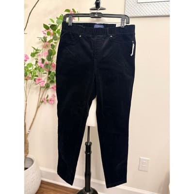 Talbots Black Pull-On Jeggings Size 6 Corduroy Stretch Slim Fit Pants - Thumbnail 2