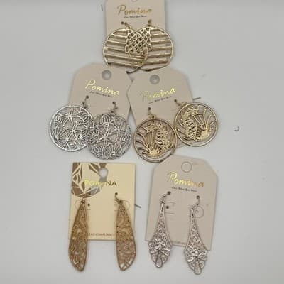 5 Pairs | New Pomina Earring Bundle - Gold & Silver - Thumbnail 2