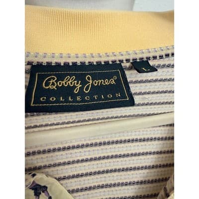 Vintage Bobby Jones Collection Polo Shirt Size Large Yellow Striped Golf Cotton - Thumbnail 4