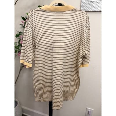 Vintage Bobby Jones Collection Polo Shirt Size Large Yellow Striped Golf Cotton - Thumbnail 3
