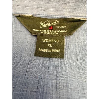 Woolrich Blue Embroidered Button Down Shirt Women’s XL Cotton Relaxed Fit - Thumbnail 5