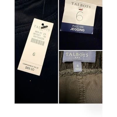 Talbots Black Pull-On Jeggings Size 6 Corduroy Stretch Slim Fit Pants - Thumbnail 5