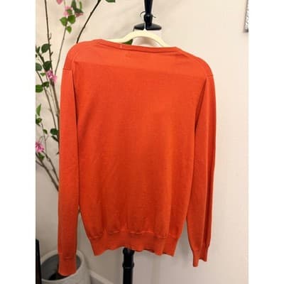 J.Crew Orange Cotton Cashmere V-Neck Sweater Size Small Men - Thumbnail 3