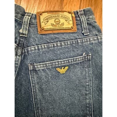 Vintage Armani Jeans Italy High Rise Tapered Denim Mom Jeans Size 29 - Thumbnail 2