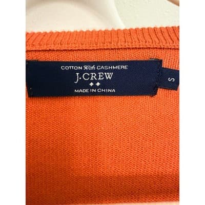 J.Crew Orange Cotton Cashmere V-Neck Sweater Size Small Men - Thumbnail 4