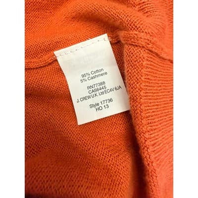 J.Crew Orange Cotton Cashmere V-Neck Sweater Size Small Men - Thumbnail 5