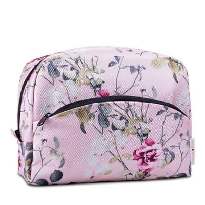 Floral Makeup Bag Cosmetic Pouch w/ Waterproof Lining & Zipper Pocket - Image 1