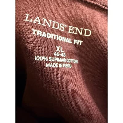 Lands' End Men's School Uniform Long Sleeve Polo Shirt Burgundy Size XL - Thumbnail 2