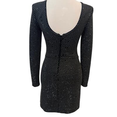 Dress the Population Nathalia Black Silver Sparkle Mini Dress – Size Small - Thumbnail 3