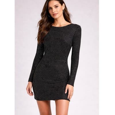Dress the Population Nathalia Black Silver Sparkle Mini Dress – Size Small - Image 1
