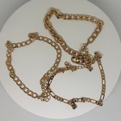 2 Anklet Sets Layered Gold & Silver Chain Butterfly Charm Adjustable NEW - Thumbnail 2