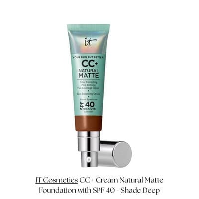 IT Cosmetics CC Cream Natural Matte Foundation SPF 40 Shade Deep - Image 1
