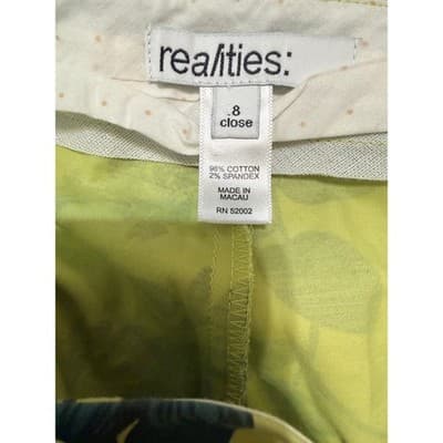 Realities Floral Print Pants Size 8 | Green Retro Y2K Mod Stretch Straight Leg - Thumbnail 3