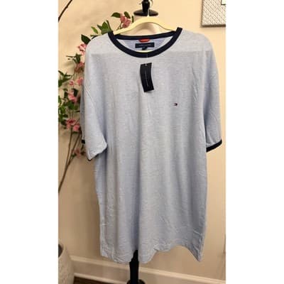 Tommy Hilfiger Men’s T-Shirt XXL Blue Ringer Tee Logo Casual Classic NWT - Thumbnail 2