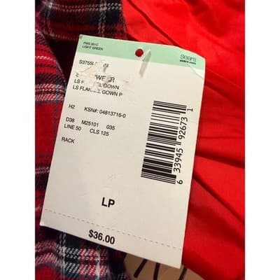 Laura Scott Petite Modest Red Plaid Flannel Long Sleeve Night Gown -Large NWT - Thumbnail 4