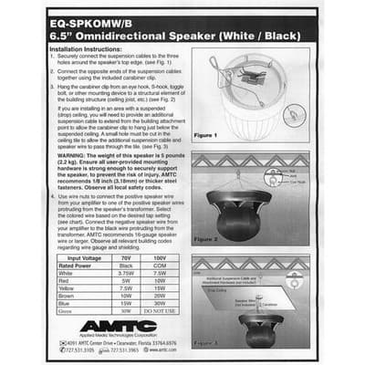 AMTC EQ-SPKOMW 6.5” Omnidirectional Speaker White Commercial Audio - Thumbnail 5