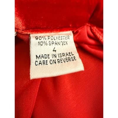 Vintage Red Velvet Button Up Top Size 4 Stretch Fitted Y2K Blouse - Thumbnail 4
