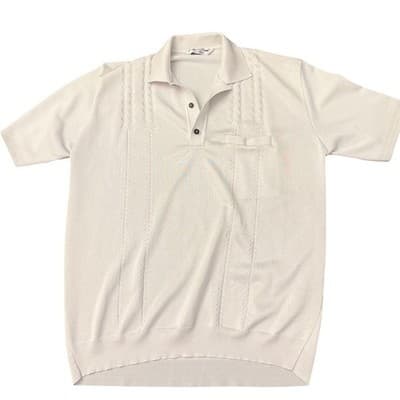 VTG Good Time Knit Polo Shirt White Textured Retro Disco Pocket Men’s Size L/XL - Thumbnail 5