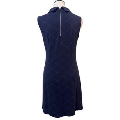 Sharagano Blue Mock Neck Sleeveless Zipper Back Sheath Dress Women's Size 4 - Thumbnail 2