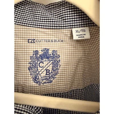 Cutter & Buck Button Down Shirt XL Black White Check Short Sleeve - Thumbnail 2