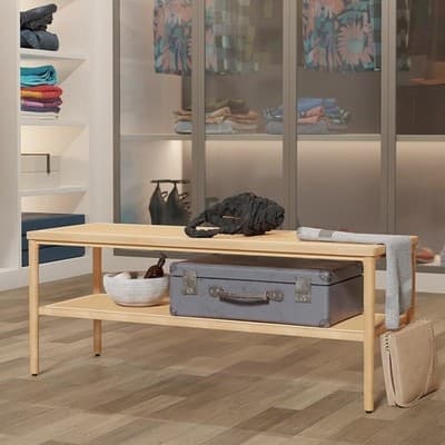 Plastic Rattan Shoe Rack, Entry Bench, 2 Tier Storage 39x14 - NEW - Image 1