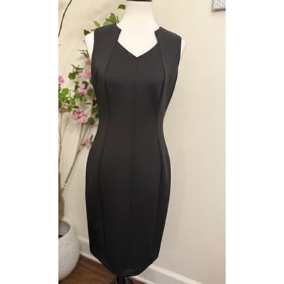 Calvin Klein Black Sheath Dress Size 8 Sleeveless Bodycon Midi - Image 1