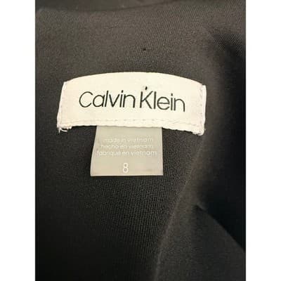 Calvin Klein Black Sheath Dress Size 8 Sleeveless Bodycon Midi - Thumbnail 4
