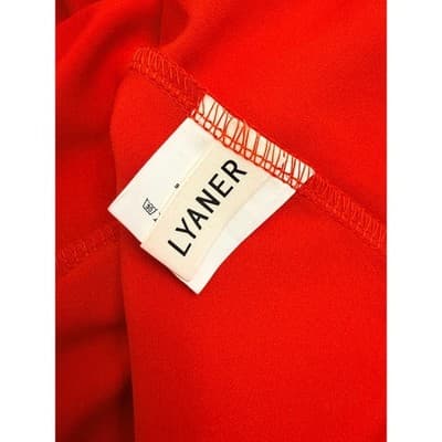 LYANER Red One Shoulder Dress Cape Sleeve Bodycon Mini Dress Large - Thumbnail 6