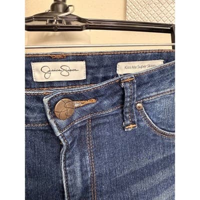 Jessica Simpson Kiss Me Super Skinny Jeans Size 31 Blue Stretch Denim - Thumbnail 4