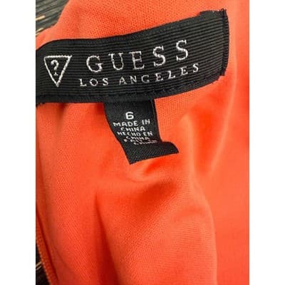Guess Bandage Bodycon Dress Coral Size 6 Off Shoulder Strappy Midi - Thumbnail 5