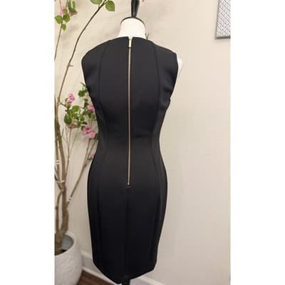 Calvin Klein Black Sheath Dress Size 8 Sleeveless Bodycon Midi - Thumbnail 3