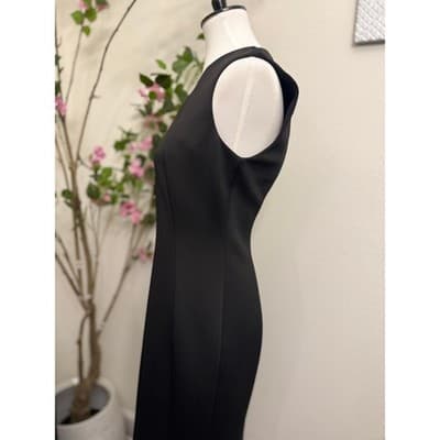 Calvin Klein Black Sheath Dress Size 8 Sleeveless Bodycon Midi - Thumbnail 2