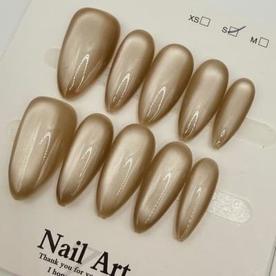 Press-On Nail Bundle – 5 Unique Cateye Sets | Handmade & Reusable - Size Small - Thumbnail 2