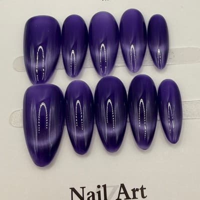 Press-On Nail Bundle – 5 Unique Cateye Sets | Handmade & Reusable - Size Small - Thumbnail 5
