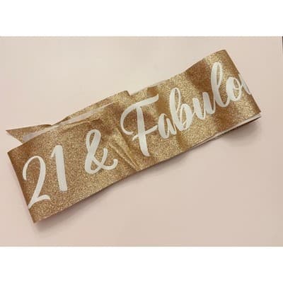 21 & Fabulous Crown and Sash in Rose Gold Glitter - Thumbnail 2