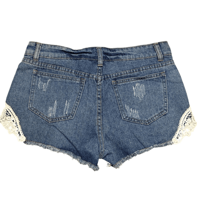 Blu Pepper Vintage Denim Lace Trim Distressed Shorts | Size Small NWOT - Thumbnail 3