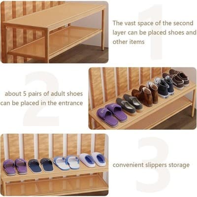 Plastic Rattan Shoe Rack, Entry Bench, 2 Tier Storage 39x14 - NEW - Thumbnail 4