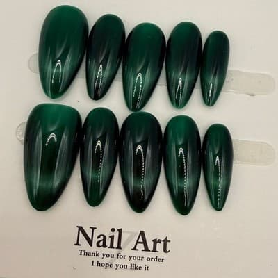 Press-On Nail Bundle – 5 Unique Cateye Sets | Handmade & Reusable - Size Small - Thumbnail 6