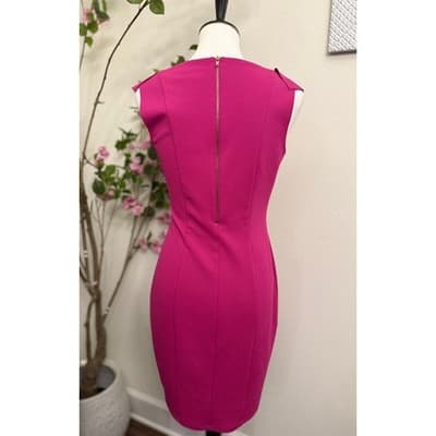 En Focus Studio Pink/Purple Ruffle Sleeve Sheath Dress Size 8 V-Neck - Thumbnail 3