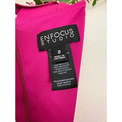 En Focus Studio Pink/Purple Ruffle Sleeve Sheath Dress Size 8 V-Neck - Thumbnail 4