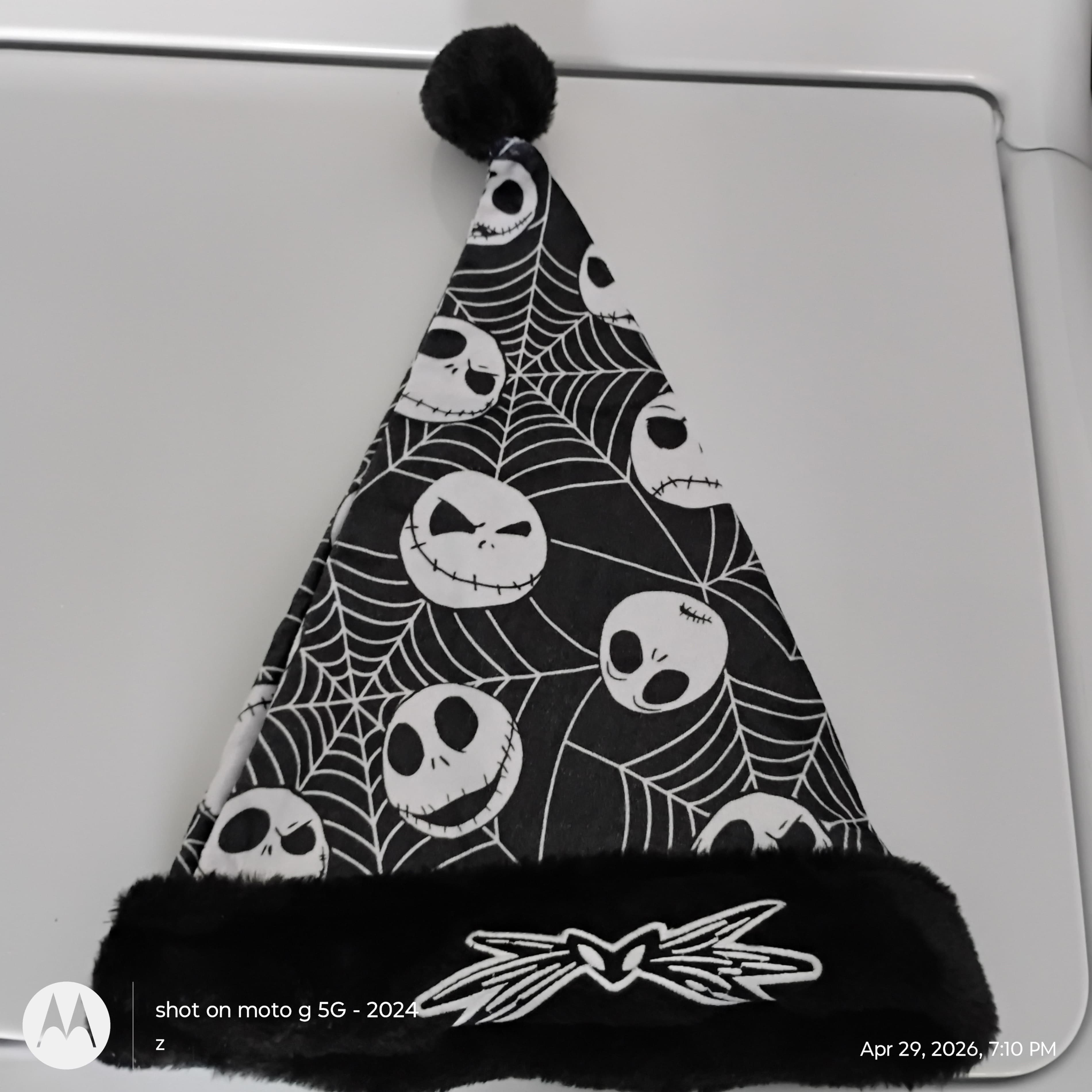 Nightmare Before Christmas Santa Hat with Jack Skellington Design - Image 1