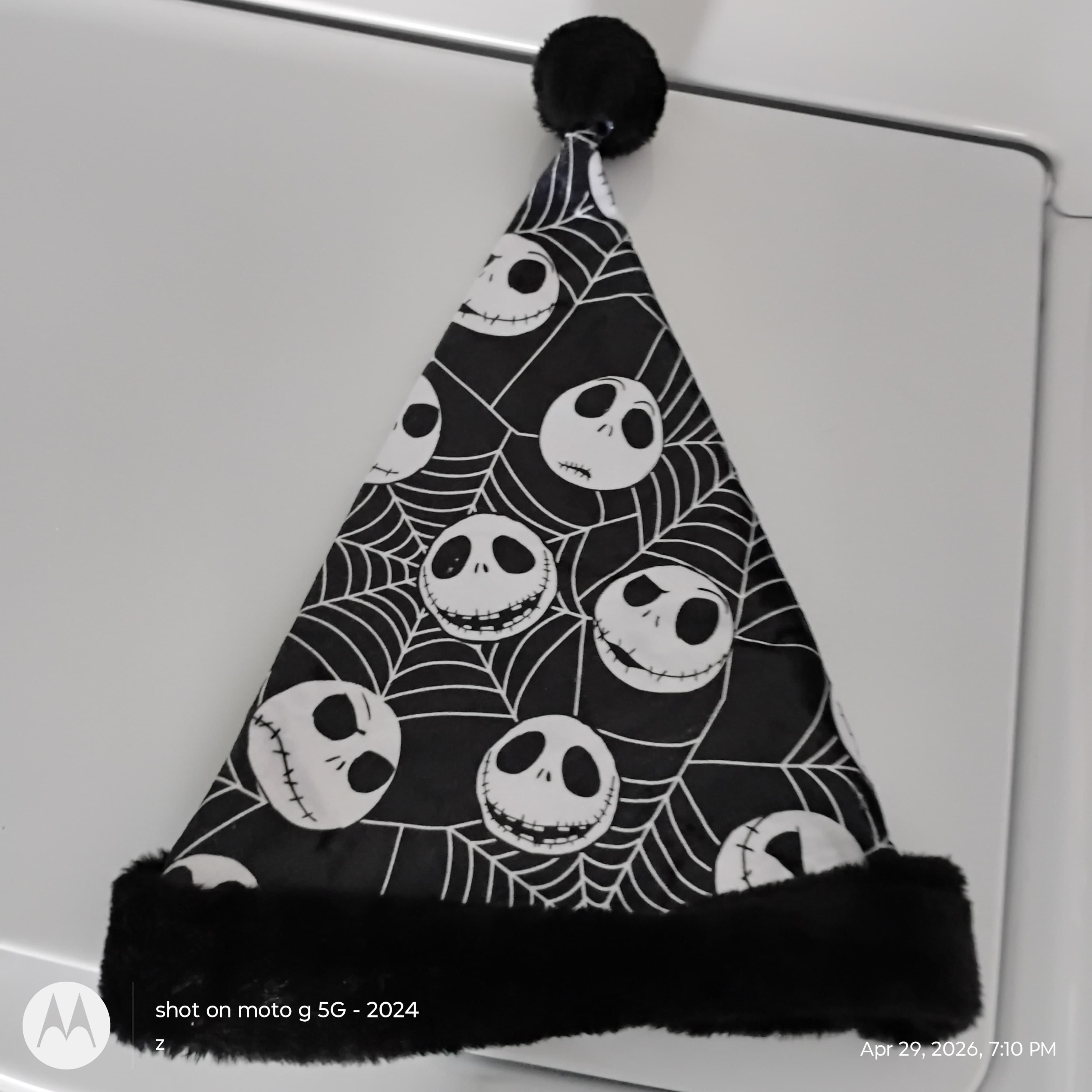 Nightmare Before Christmas Santa Hat with Jack Skellington Design - Thumbnail 2