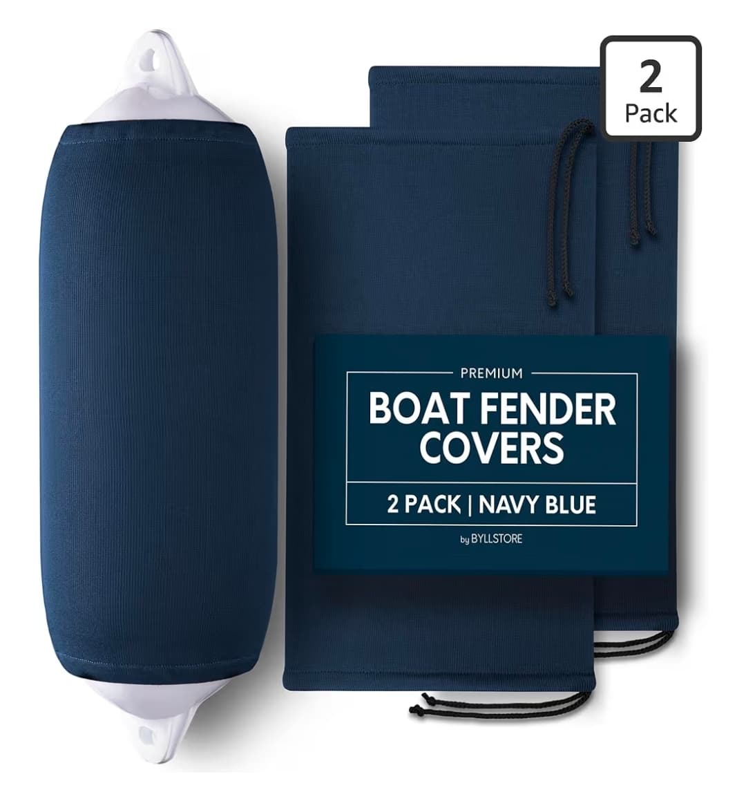 BYLLSTORE Boat Fender Covers 2 Pack Navy Blue Premium Polyester 2 Packs - Image 1