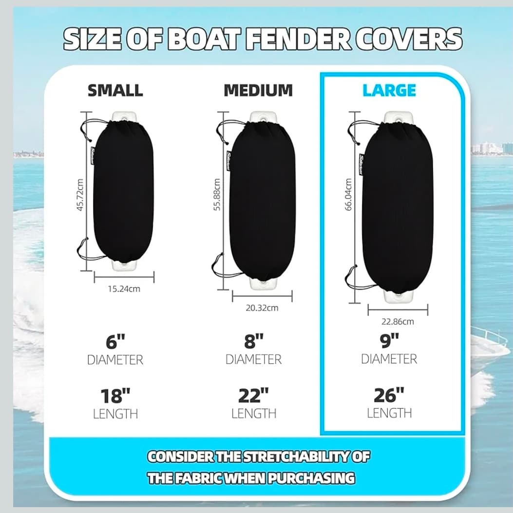 BYLLSTORE Boat Fender Covers 2 Pack Navy Blue Premium Polyester 2 Packs - Thumbnail 5