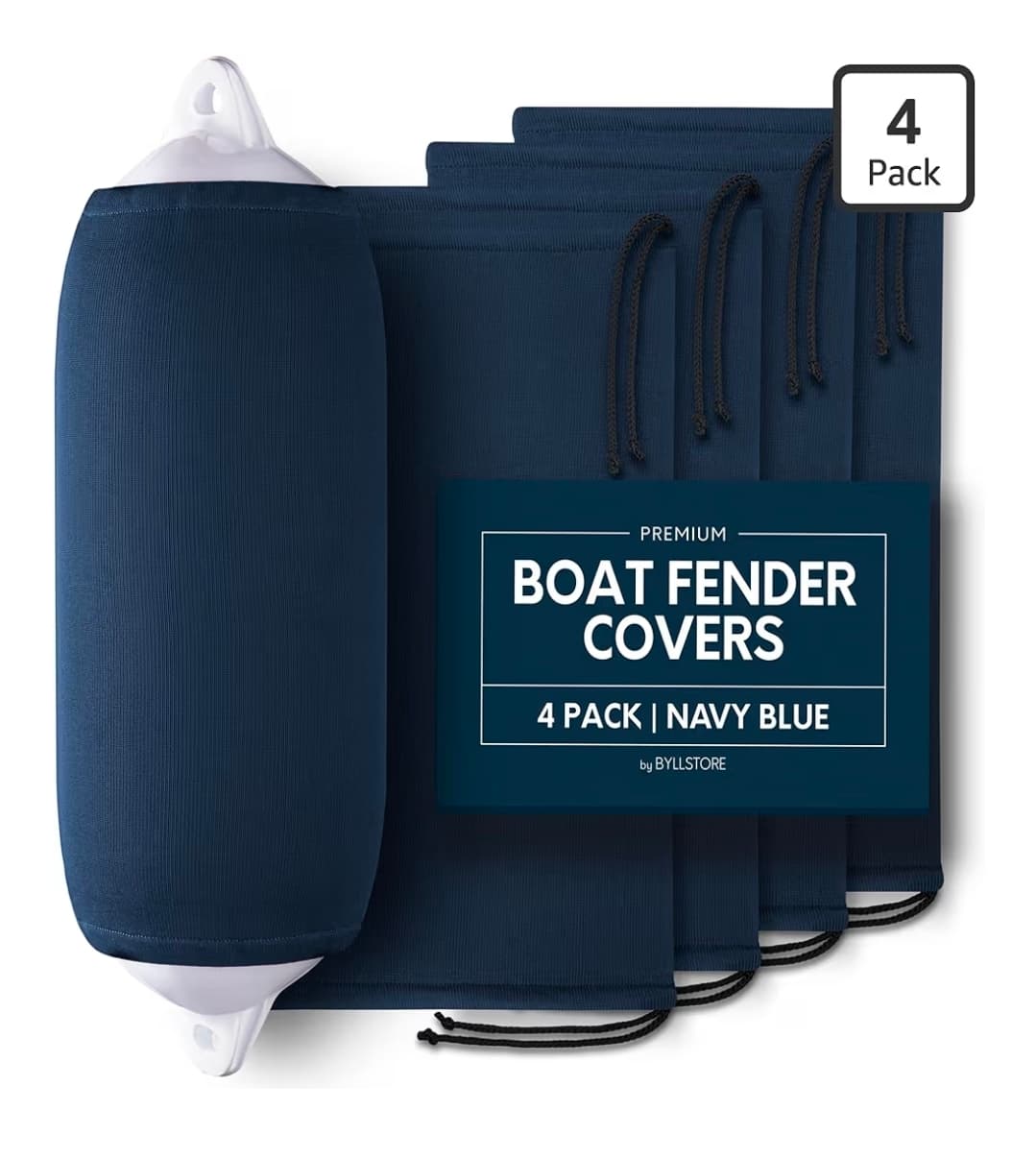 4 Pack Byllstore Navy Blue Boat Fender Covers 4 Pack Premium Polyester - Image 1