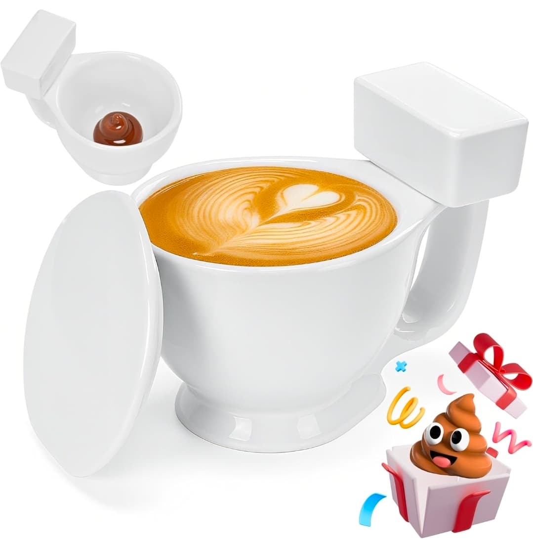 Novelty Toilet Bowl Coffee Mug with Lid 8oz - Image 1